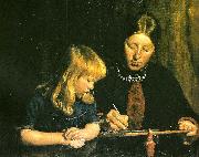 Michael Ancher, anna ancher lcerer sin datter helga at tegne